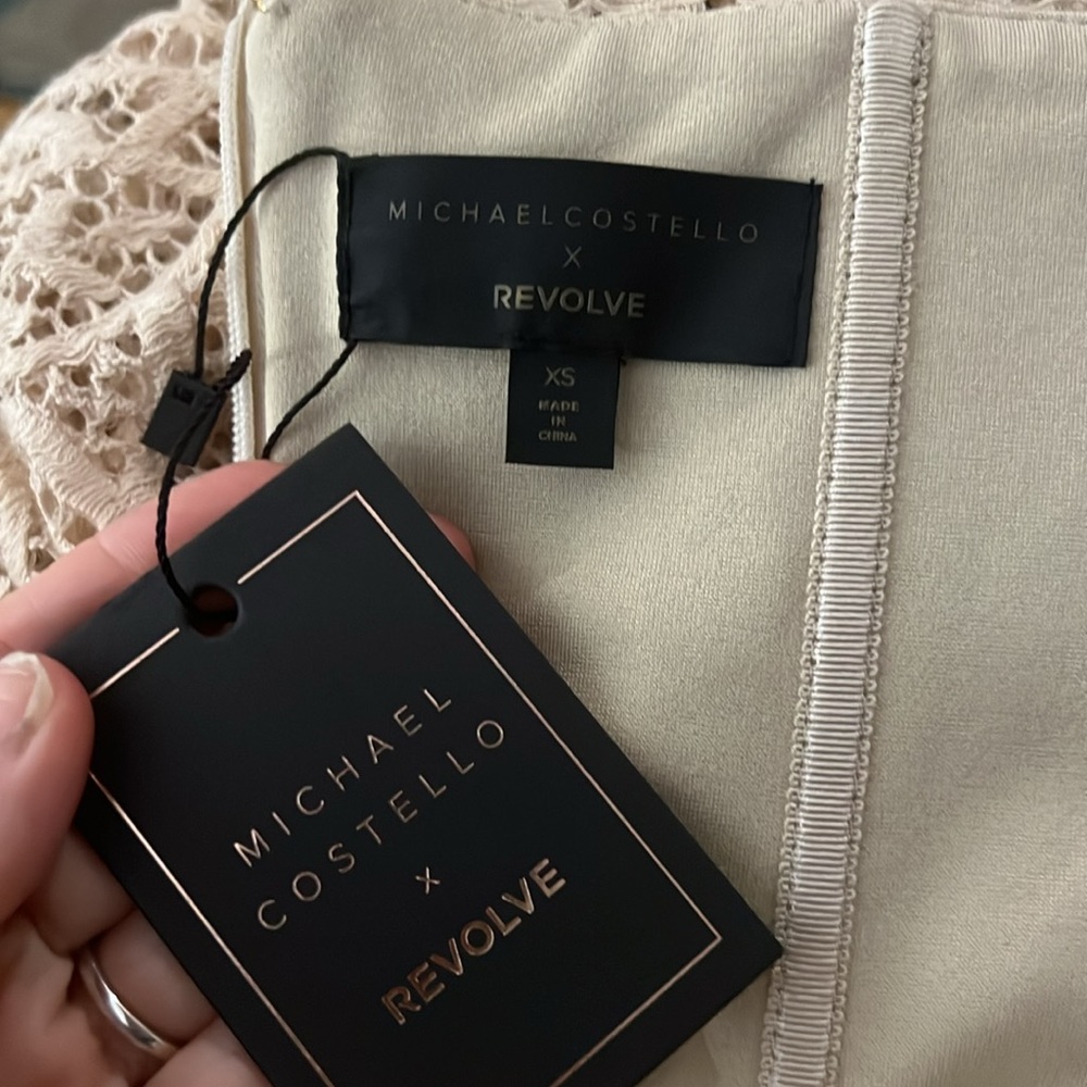 NWT Michael Costello X Revolve Braya Elegant Cream Strapless Mini Dress XS - Picture 11 of 15